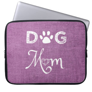 Magenta Burlap Dog Mum Laptop Sleeve