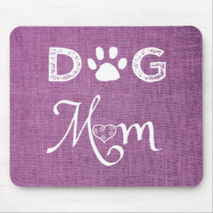 Magenta Burlap Dog Mum Mouse Pad