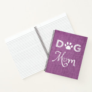 Magenta Burlap Dog Mum Notebook