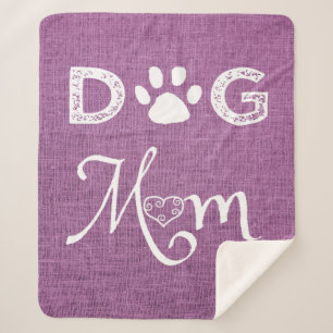 Magenta Burlap Dog Mum Sherpa Blanket