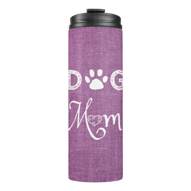 Magenta Burlap Dog Mum Thermal Tumbler (Front)
