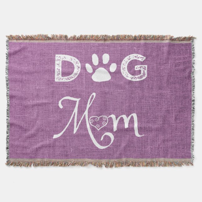 Magenta Burlap Dog Mum Throw Blanket (Front)