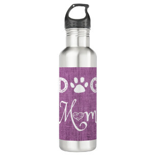 Magenta Burlap Dog Mum Water Bottle
