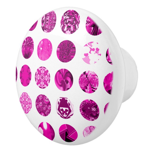 Magenta Busy Polka Dots Ceramic Knob (Right)