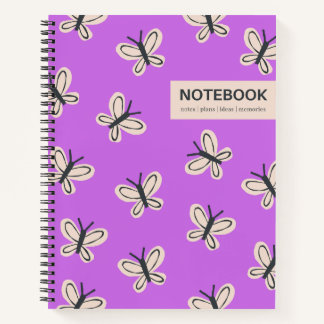 Magenta butterflies spiral bound notebook