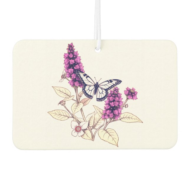 Magenta Butterfly Bush Car Air Freshener (Front)