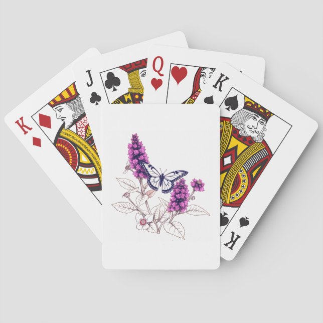 Magenta Butterfly Bush Playing Cards (Back)
