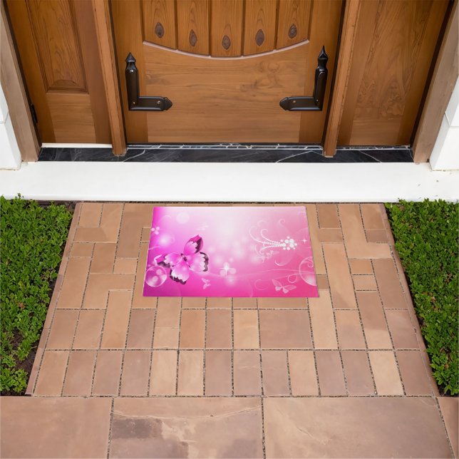 Magenta Butterfly Doormat (Outdoor)