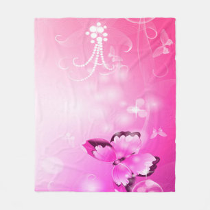 Magenta Butterfly Fleece Blanket