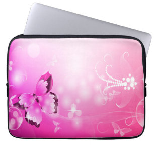 Magenta Butterfly Laptop Sleeve