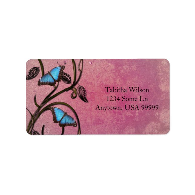 Magenta Butterfly Pair Address Label (Front)