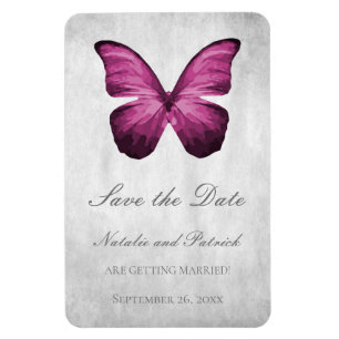 Magenta Butterfly Save the Date Magnet