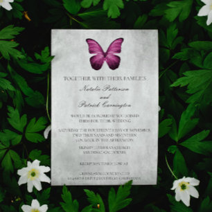 Magenta Butterfly Wedding Invitation