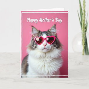 Magenta Cat Happy Mothers Day Card