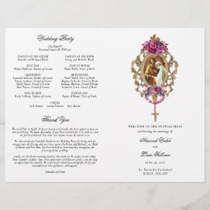 Magenta Catholic Wedding Mass Ceremony Program