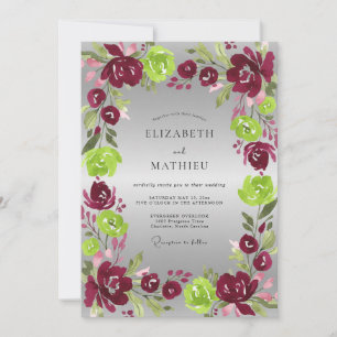 Magenta Chartreuse Painted Wedding Invitation