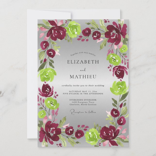 Magenta Chartreuse Painted Wedding Invitation (Front)