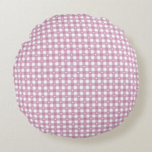 Magenta Checks Round Cushion