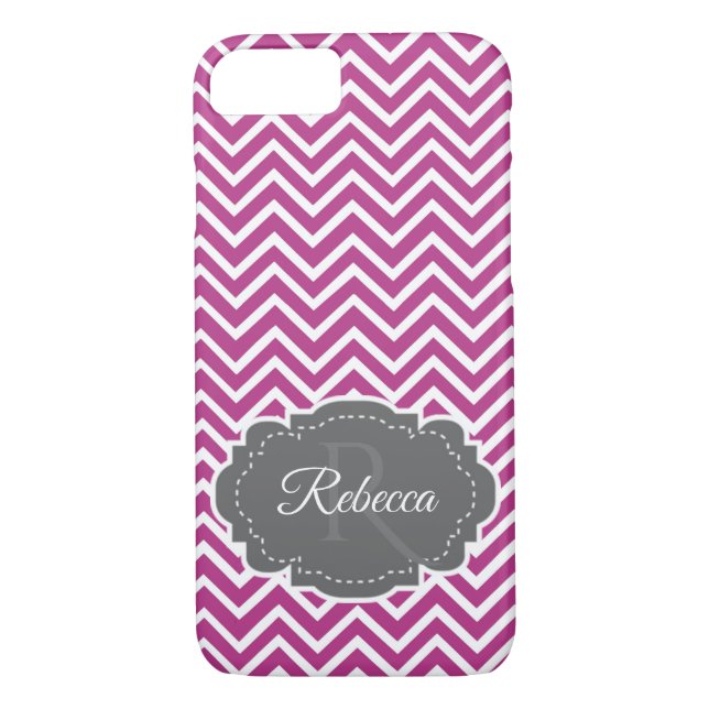 Magenta Chevron Personalised iPhone Case (Back)