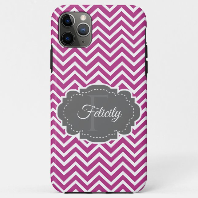 Magenta Chevron Personalised iPhone Case (Back)