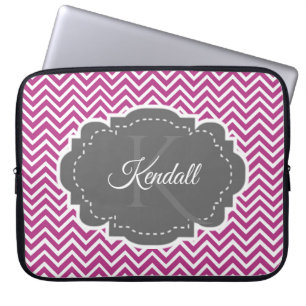 Magenta Chevron Personalised Laptop Sleeve