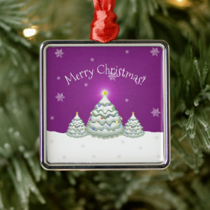 Magenta Christmas Tree Ceramic Ornament