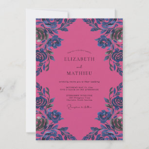 Magenta Cobalt Bloom Wedding Invitation