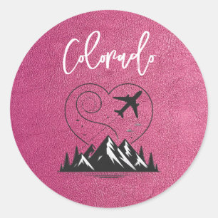 Magenta Colorado Passport  Classic Round Sticker