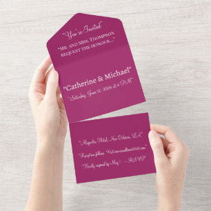 Magenta Colour Block Wedding Invitation – Modern