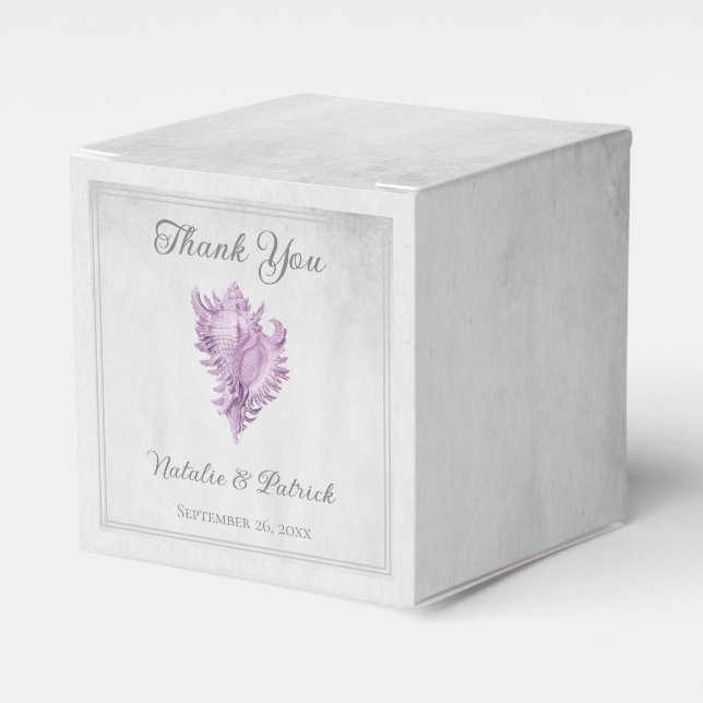 Magenta Conch Shell Wedding Favour Boxes (Front Side)