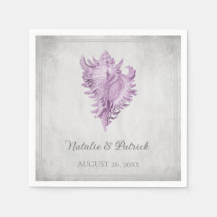 Magenta Conch Shell Wedding Paper Napkins