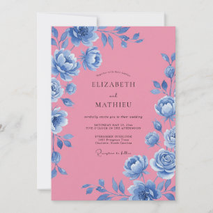 Magenta Cornflower Bloom Wedding Invitation