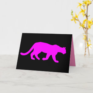 Magenta Cougar Puma Walking Silhouette Card
