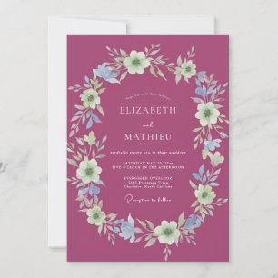 Magenta Cream Blossom Wedding Invitation