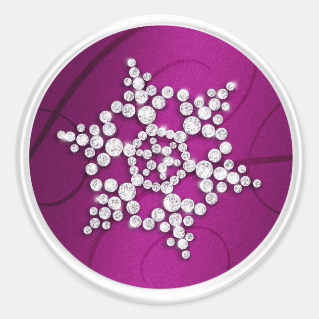 Magenta Crystal Snowflake Envelope Seal (Front)
