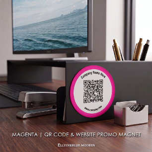 Magenta Custom QR Code & Website Promo Magnet