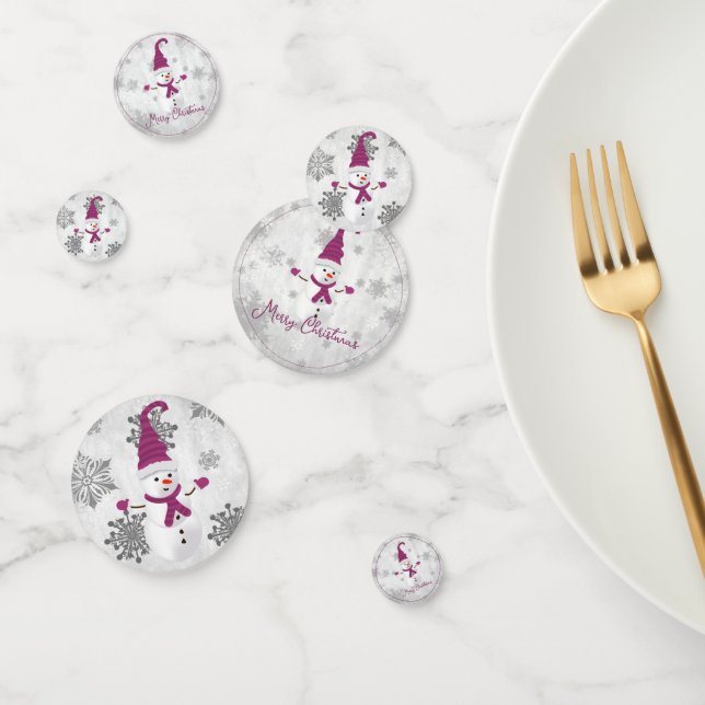 Magenta Cute Snowman Table Confetti (Group)