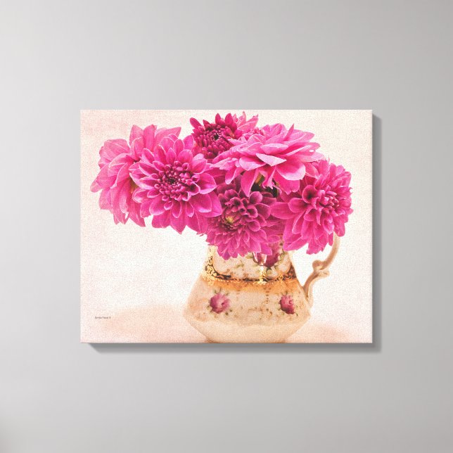 Magenta Dahlias Canvas Print (Front)
