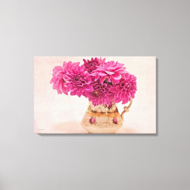 Magenta Dahlias Canvas Print (Front)