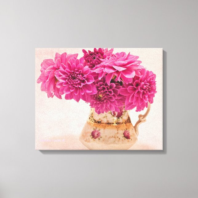 Magenta Dahlias Canvas Print (Front)