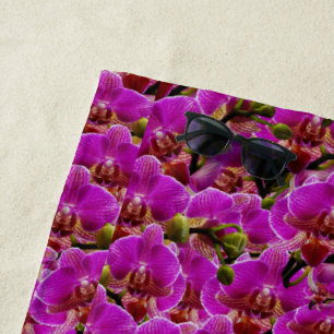 Magenta Dancing Orchids, Beach Towel