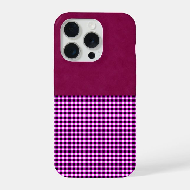 Magenta Denim And Tartan, Cushion iPhone Case (Back)