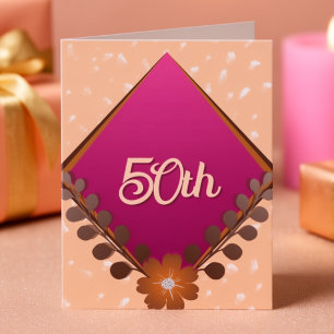Magenta Diamond With Leaves Birthday I Invitation