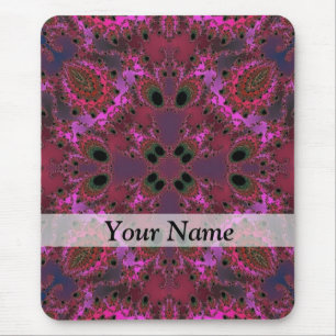 Magenta digital fractal pattern mouse mat