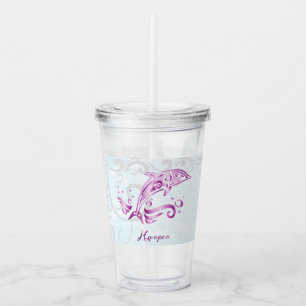 Magenta Dolphin Personalised Acrylic Tumbler