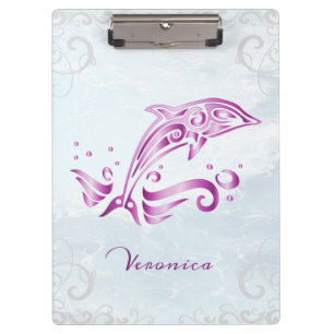 Magenta Dolphin Personalised Clipboard