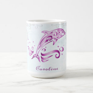 Magenta Dolphin Personalised Coffee Mug
