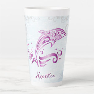 Magenta Dolphin Personalised Latte Mug