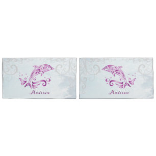 Magenta Dolphin Personalised Pillowcase
