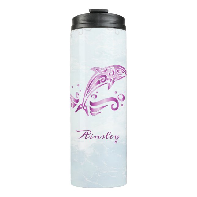 Magenta Dolphin Personalised Thermal Tumbler (Front)